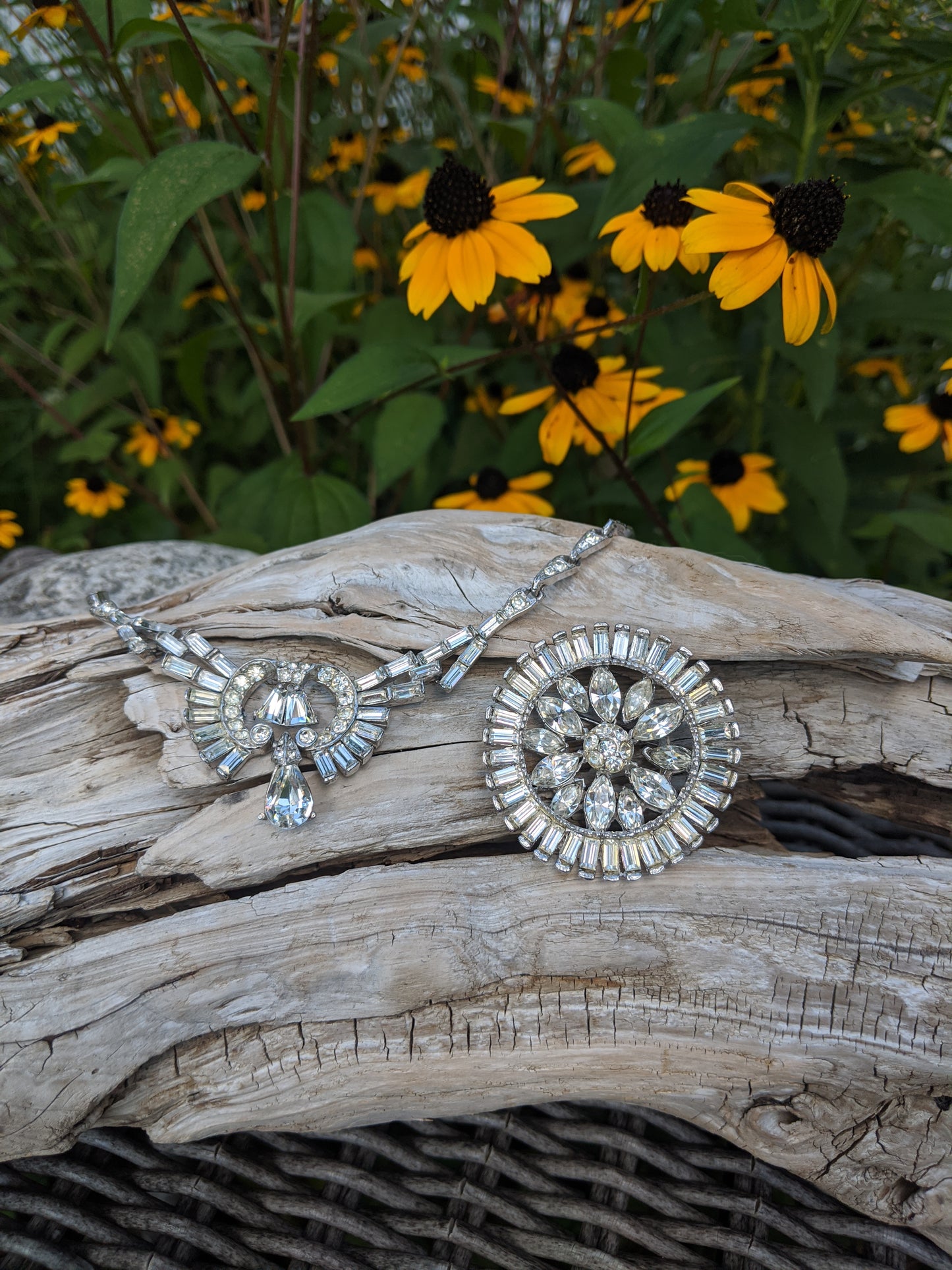 Vintage Rhinestone Necklace and Brooch