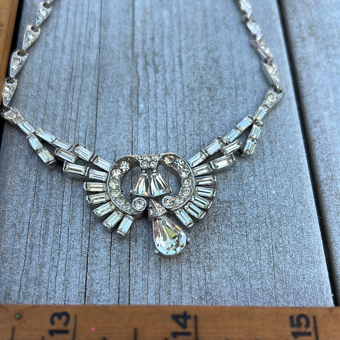 Vintage Rhinestone Necklace and Brooch