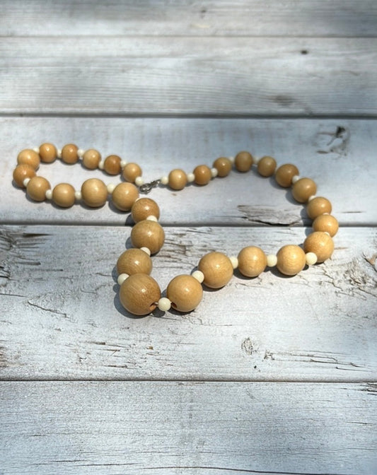 Vintage Wood Beaded Necklace