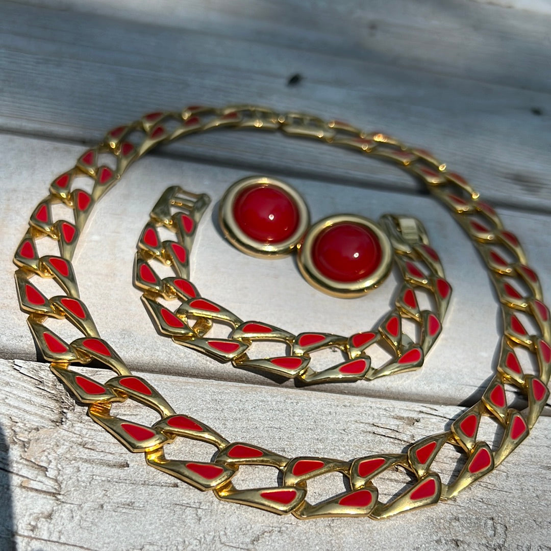 Vintage Red Enamel 3 Piece Set