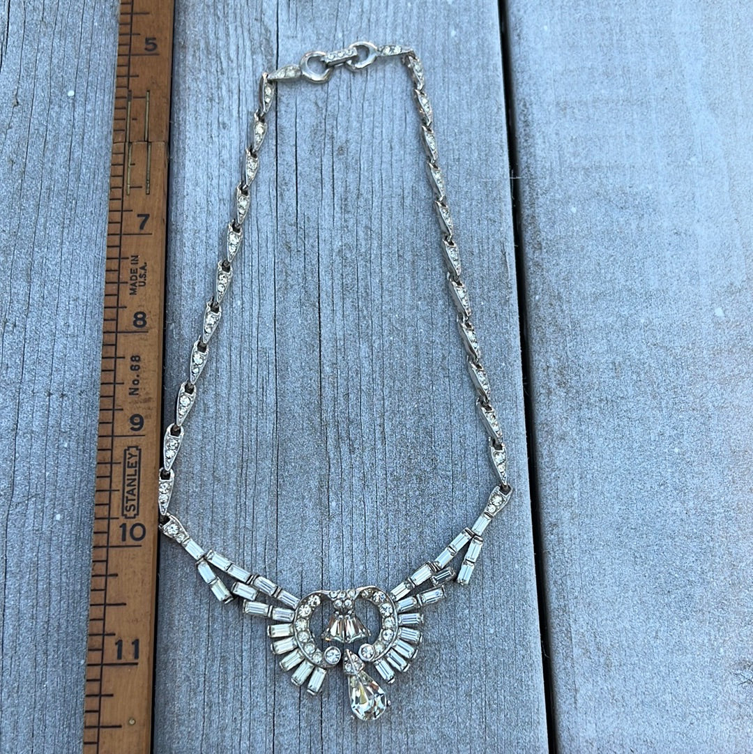 Vintage Rhinestone Necklace and Brooch