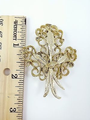 Vintage Signed GERRY'S Pin/Brooch, Large Filigree Fleur Leaf Motif, Goldtone - Dirty 30 Vintage | Vintage Clothing, Vintage Jewelry, Vintage Accessories