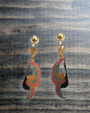 Peacock in Flight Earrings - clip back