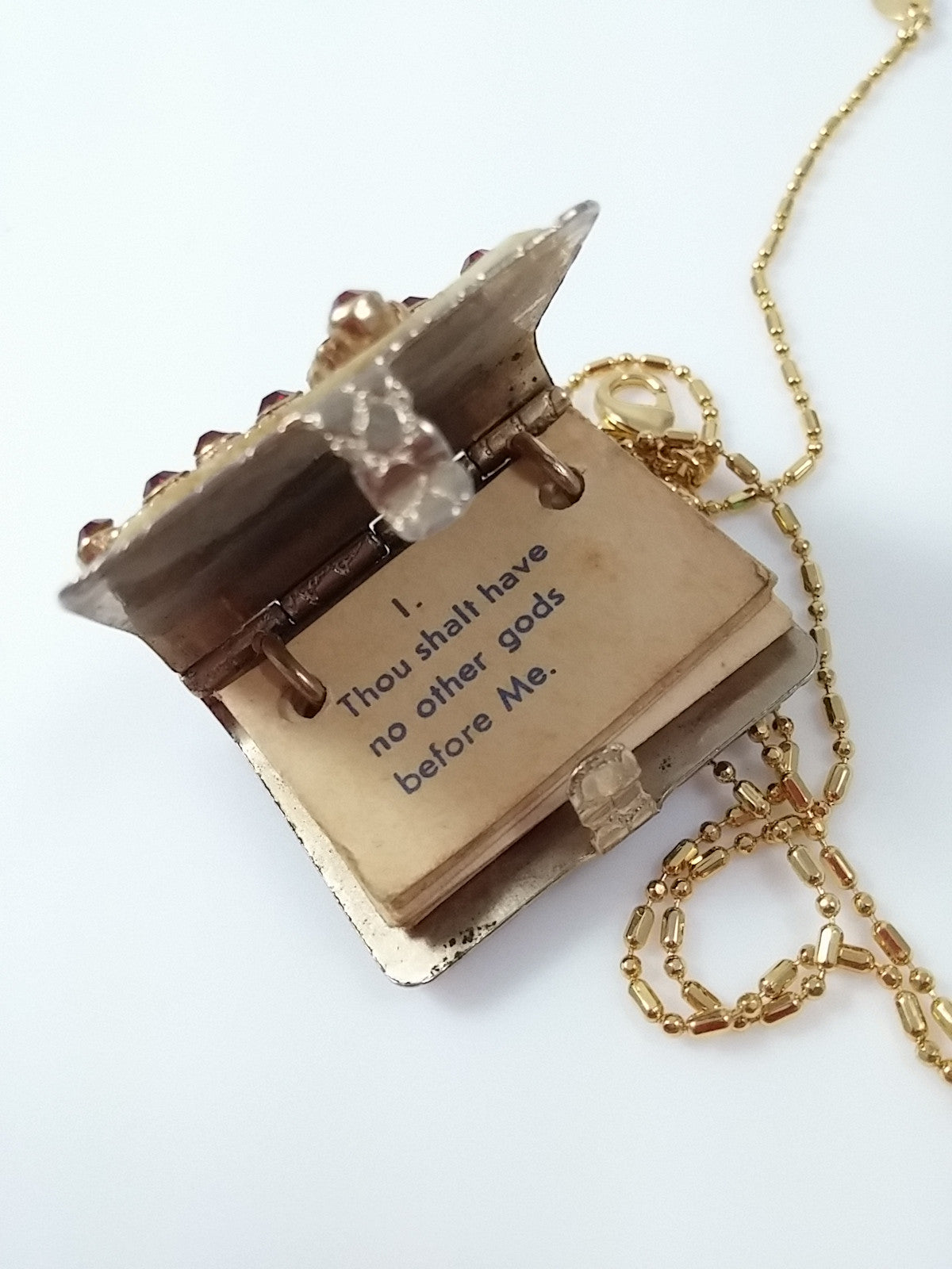 Vintage Bible Religous Book Pendant w/ 10 Commandment Pages - Dirty 30 Vintage | Vintage Clothing, Vintage Jewelry, Vintage Accessories