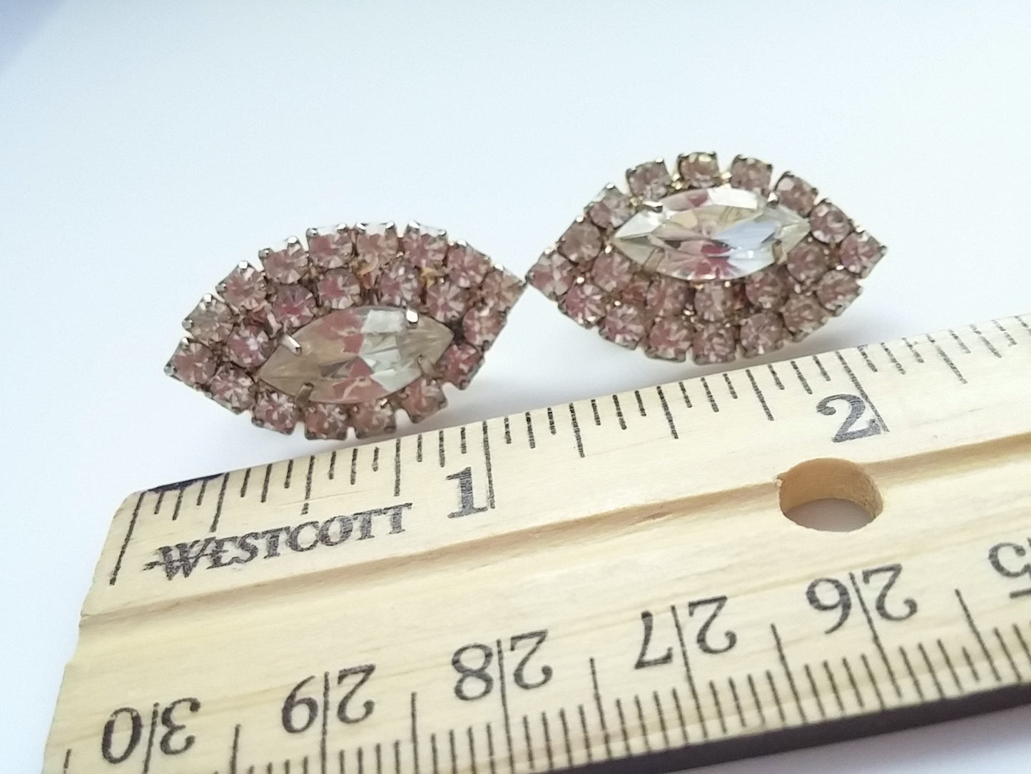 Vintage Rhinestone Earrings Large Marquis Center Clip Back - Dirty 30 Vintage | Vintage Clothing, Vintage Jewelry, Vintage Accessories