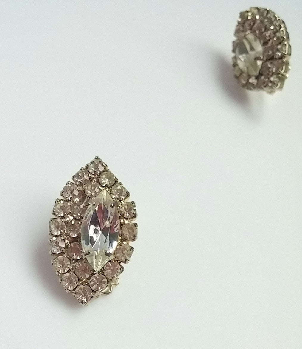 Vintage Rhinestone Earrings Large Marquis Center Clip Back - Dirty 30 Vintage | Vintage Clothing, Vintage Jewelry, Vintage Accessories