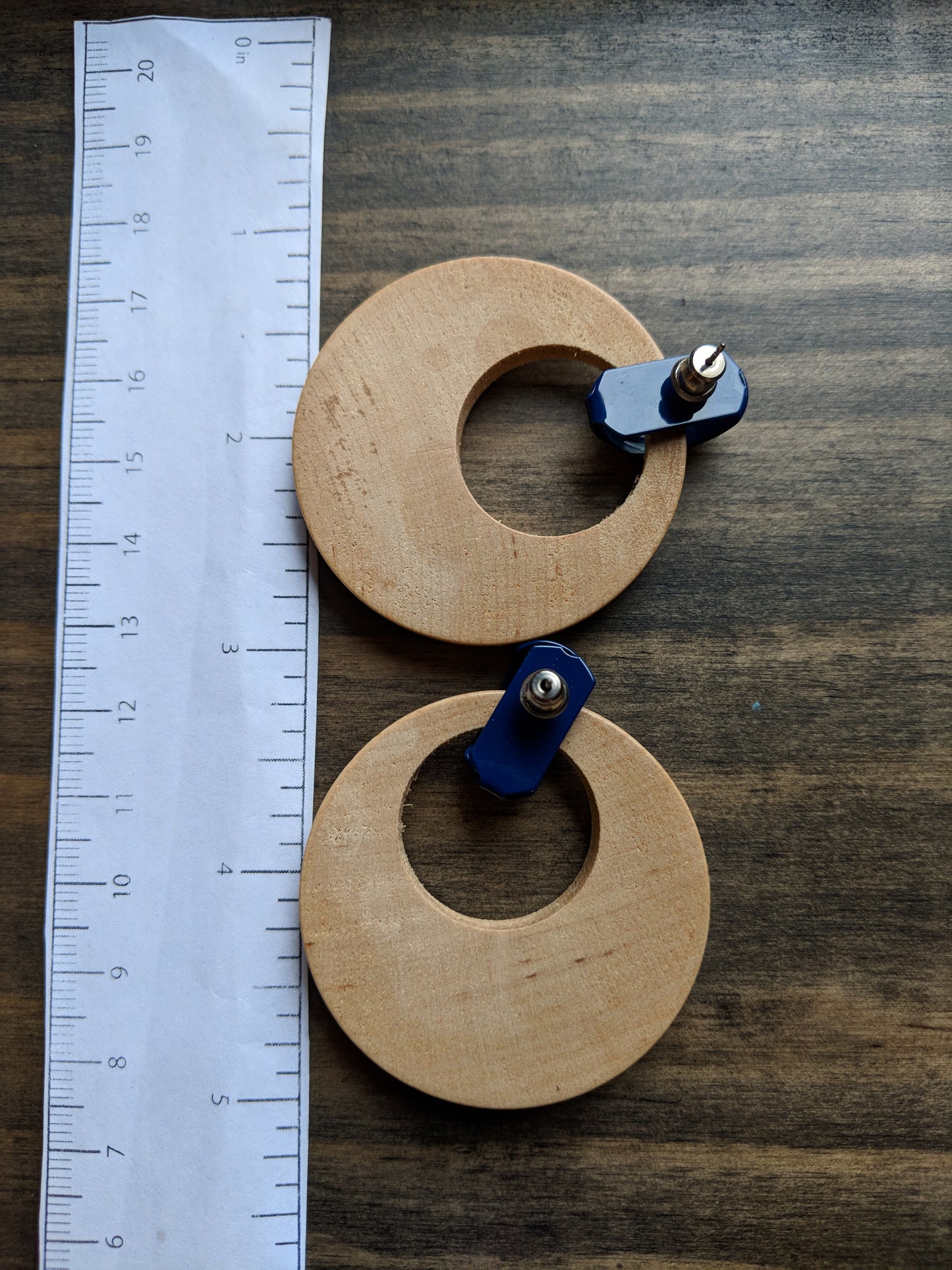 Vintage 80s/90s Circle Navy / Yellow Dangle Earrings